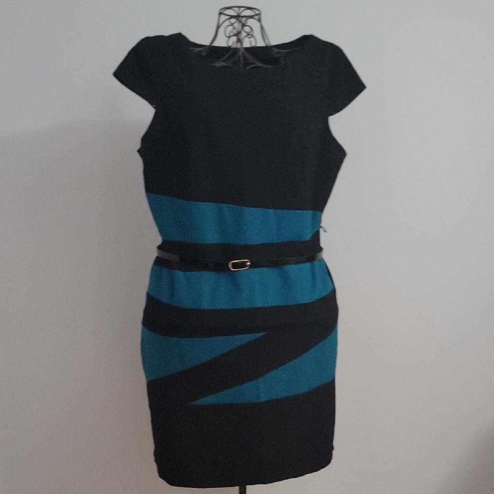 Elegant Black and Teal Dress